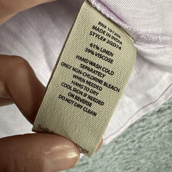 Soft Surroundings Women's Raisa Linen Blend Top M Purple Buttons Bell Sleeve - Picture 7 of 13